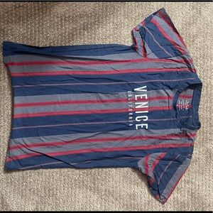 Size S -Blue, Red, and Grey stripes